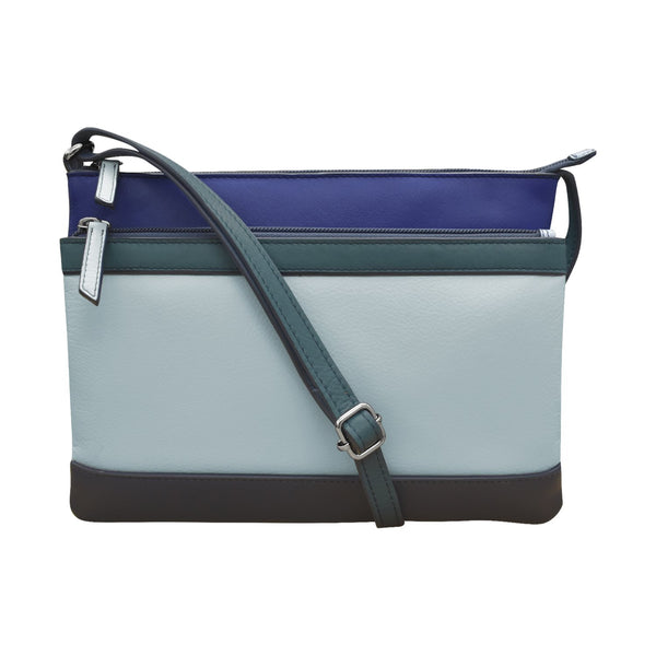 Double Zip Crossbody Bag Denim Multi