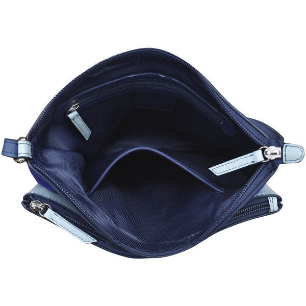 Double Zip Crossbody Bag Denim Multi