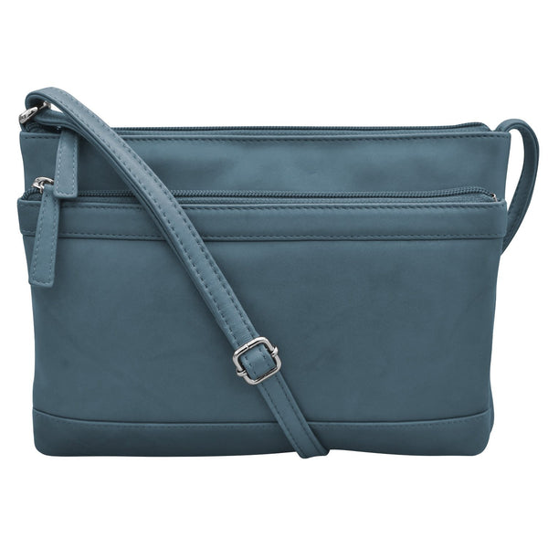 Double Zip Crossbody Bag Jeans Blue