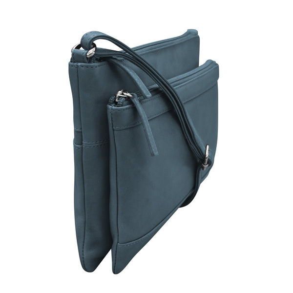 Double Zip Crossbody Bag Jeans Blue