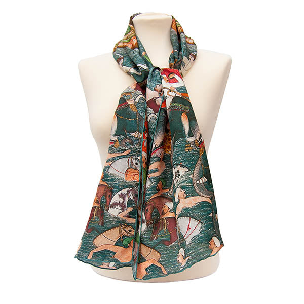 Mughal Elephant Silk Scarf