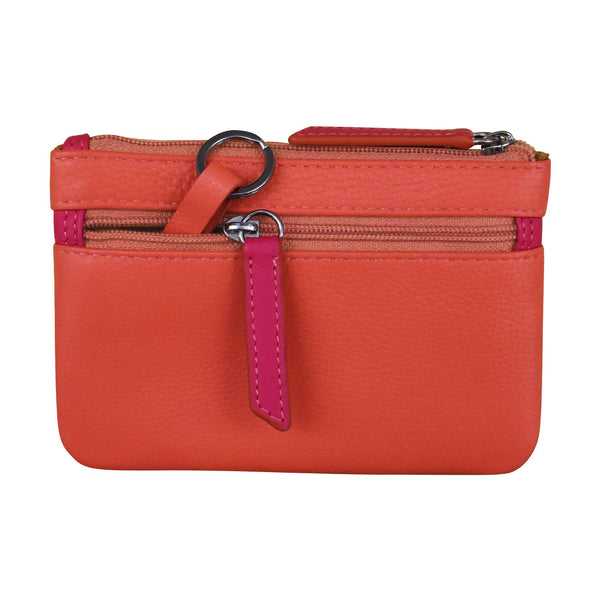 Striped Leather Coin Purse Sunset Multi