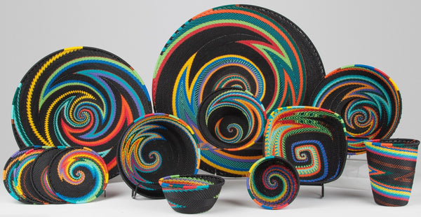 Telephone Wire Bowl: Black Rainbow, various sizes