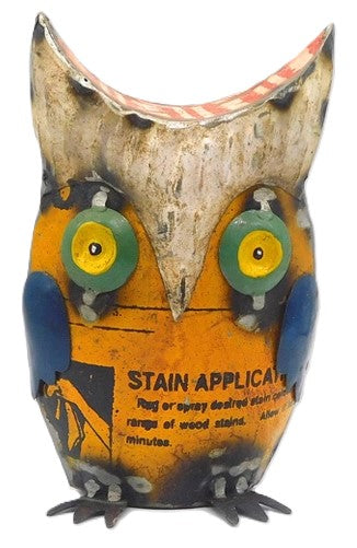 Stout Owl of Up-cycled Metal, multiple color options