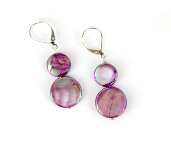 Double Mother of Pearl Earrings, multiple color options