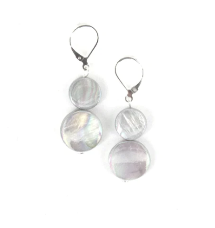 Double Mother of Pearl Earrings, multiple color options