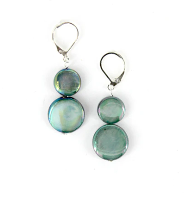Double Mother of Pearl Earrings, multiple color options
