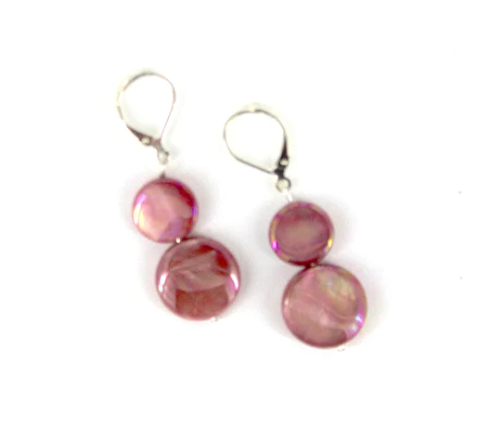 Double Mother of Pearl Earrings, multiple color options