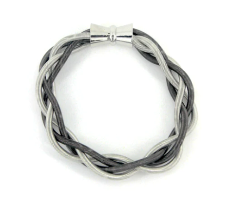 Braided Piano Wire Bracelet, multiple options