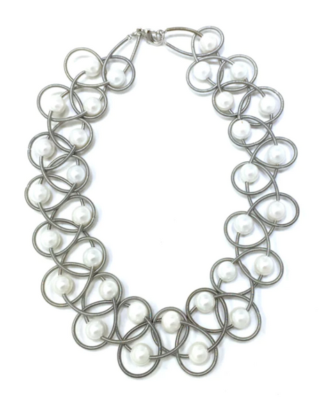 Lace Piano Wire + Pearl Necklace, multiple options
