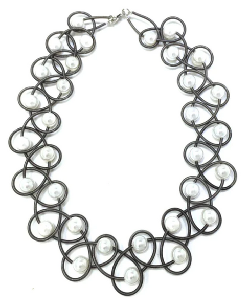 Lace Piano Wire + Pearl Necklace, multiple options