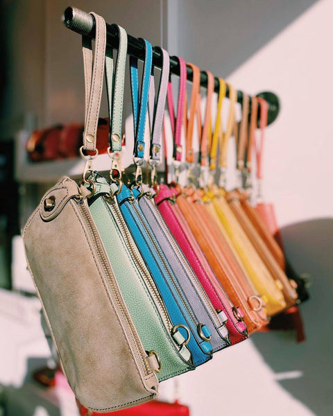 Mini-Wristlet and Crossbody, various shades
