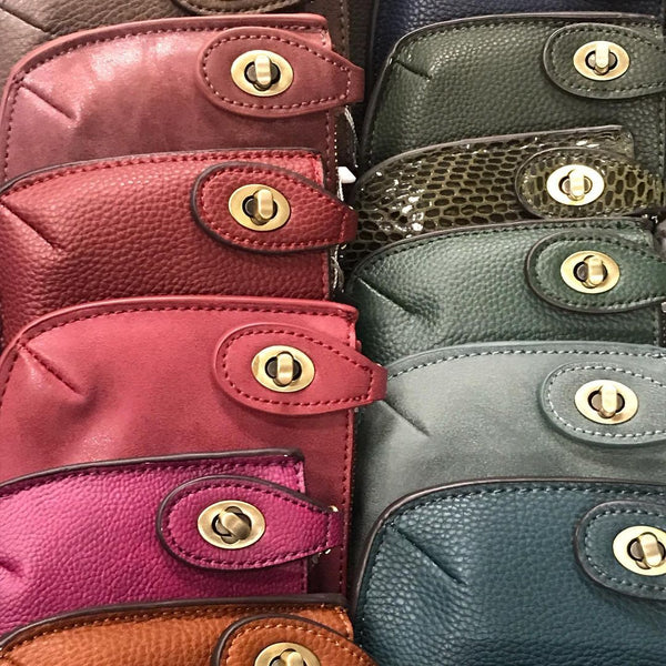 Mini-Wristlet and Crossbody, various shades