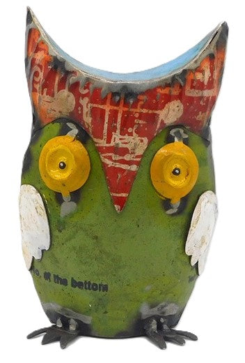 Stout Owl of Up-cycled Metal, multiple color options