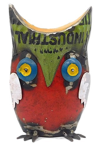 Stout Owl of Up-cycled Metal, multiple color options
