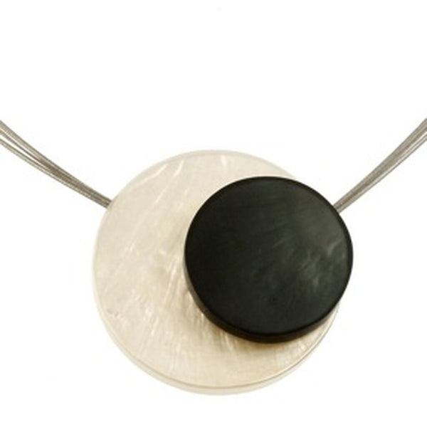 necklace steel wire colorful circles mother of pearl Indonesia scma smith college museum of art white black
