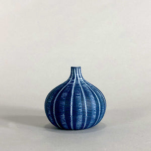 small bud vase white porcelain matte cobalt blue glaze geometric handmade SCMA Smith College Museum of Art