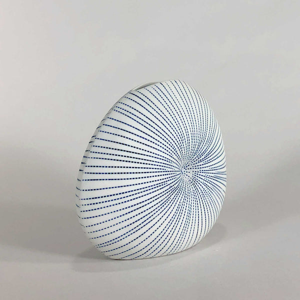 white porcelain blue glaze handmade handcrafted vase geometric display scma smith college museum of art