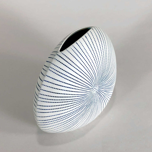 white porcelain blue glaze handmade handcrafted vase geometric display scma smith college museum of art
