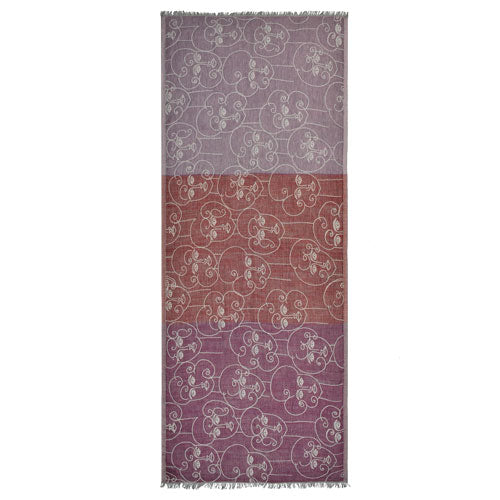 handprinted wool scarf faces geometric red purple white handmade scma smith college museum of art