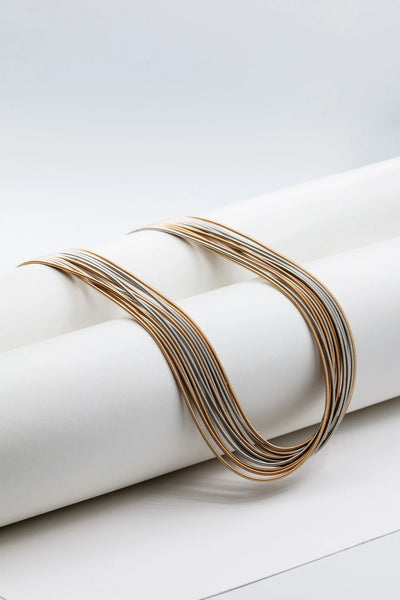 Piano Wire Large Knot Necklace in Champagne