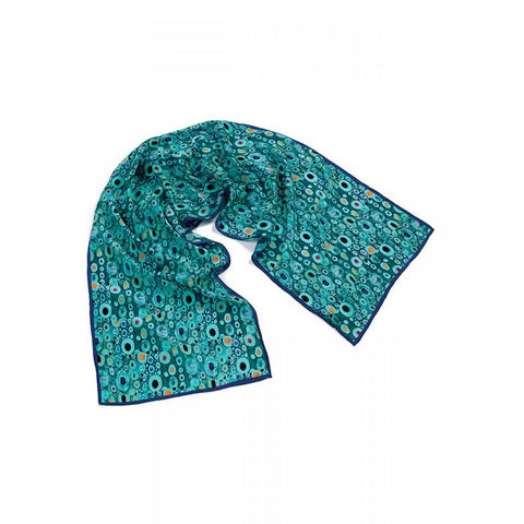 scarf wrap silk handmade handrolled Gustov Klimt hope blue turquoise black geometric scma smith college museum of art