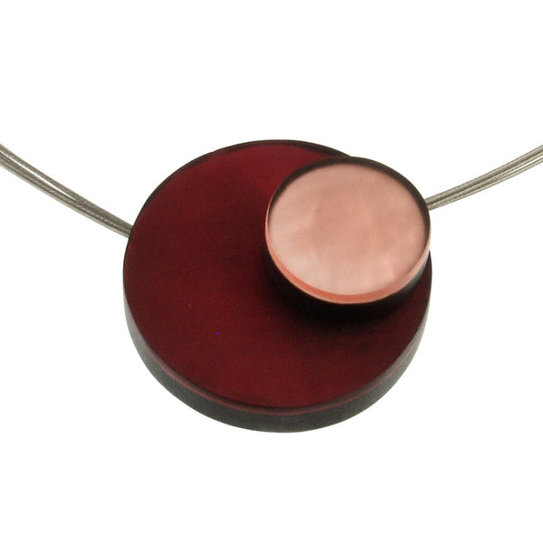 necklace steel wire colorful circles mother of pearl Indonesia scma smith college museum of art pink red maroon wine salmon peach