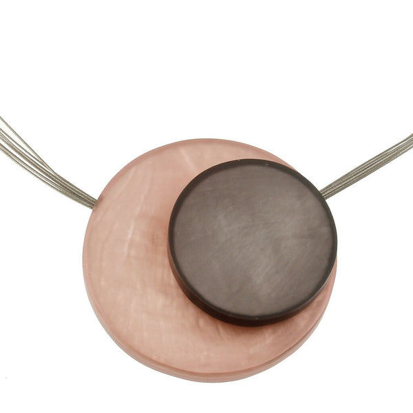 necklace steel wire colorful circles mother of pearl Indonesia scma smith college museum of art pink pastel brown