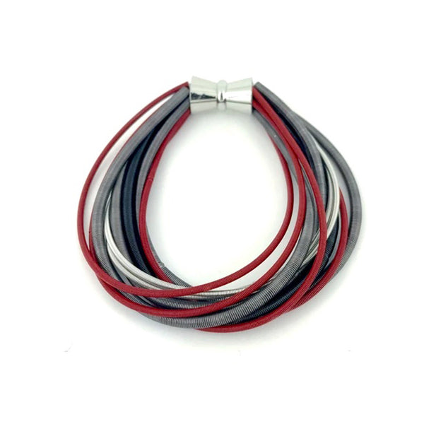 piano wire bracelet magnetic clasp closure red gray grey black scma smith college museum of art