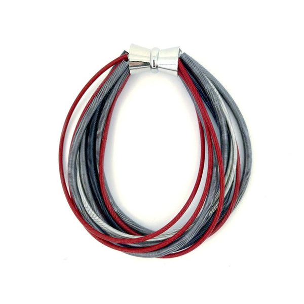 piano wire bracelet magnetic clasp closure red gray grey black scma smith college museum of art