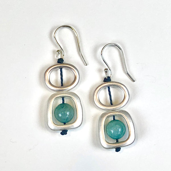 Geometric Link Earrings, gold or silver