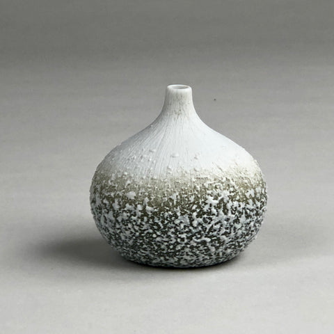 Bud Vase, Rough-Textured White and Brown