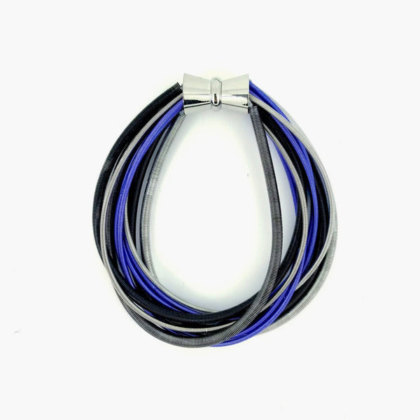 piano wire bracelet magnetic clasp closure blue cobalt black white scma smith college museum of art