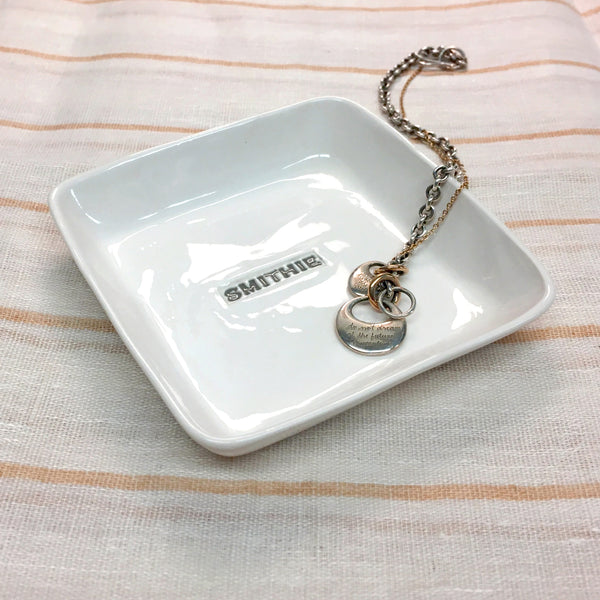 white porcelain dish smithie alum alumni alumnae jewelry tray handmade hand made scma smith college museum of art