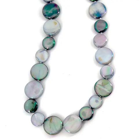 Silvery Gray Mother of Pearl Long Necklace