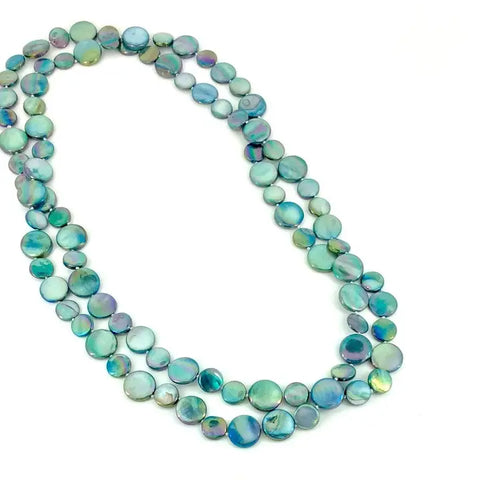 Teal Mother of Pearl Long Necklace