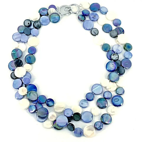 Midnight Mother of Pearl Three Strand Necklace