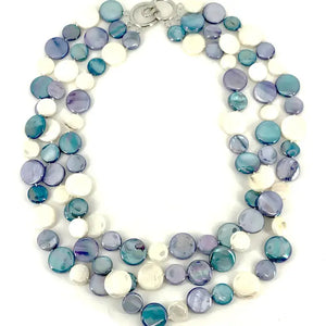 Turquoise & White Mother of Pearl Three-Strand Necklace