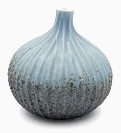 Bud Vase, Ridged Blue & Gray Ombre