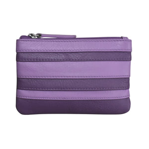 Striped Leather Coin Purse Planet Purple