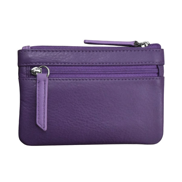 Striped Leather Coin Purse Planet Purple