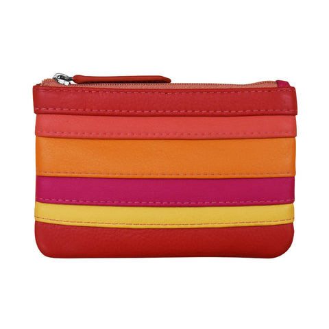 Striped Leather Coin Purse Sunset Multi