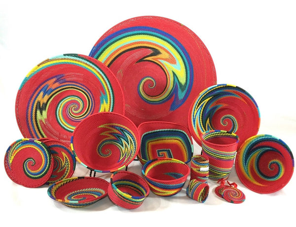 Telephone Wire Bowl: Red Rainbow, various sizes