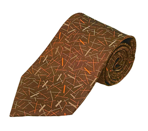 Brown Abstract Silk Tie