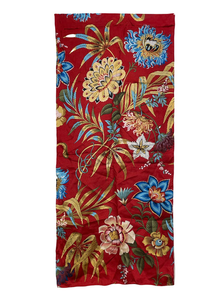 Red Floral Silk Scarf