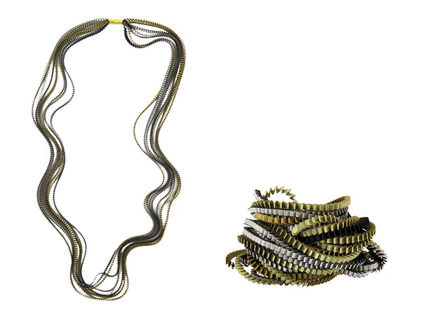 Pleated Necklace in Metallic Hues, multiple color options
