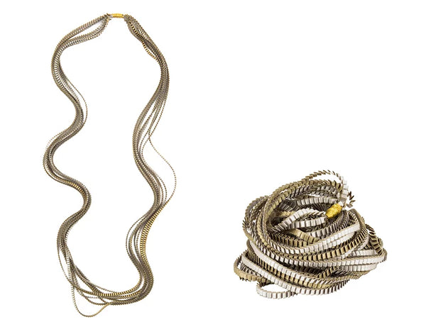 Pleated Necklace in Metallic Hues, multiple color options