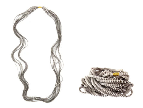 Pleated Necklace in Metallic Hues, multiple color options