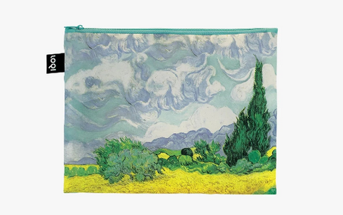 Van Gogh "A Wheatfield With Cypresses" Zip Pouch, medium