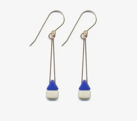 Blue + White Geo Shape Earrings